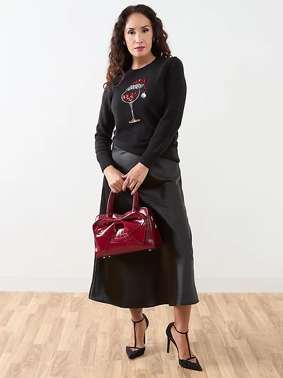 Black Wine Holiday Crew Neck Sweater