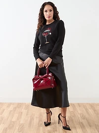 Black Wine Holiday Crew Neck Sweater