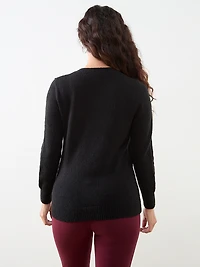Black Wine Holiday Crew Neck Sweater