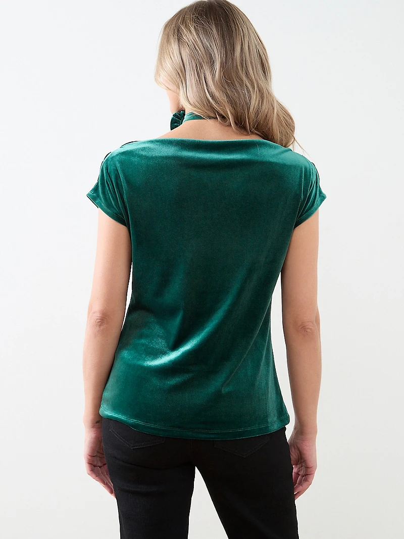 Cap Sleeve Velvet Top with Choker