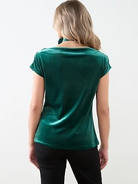 Cap Sleeve Velvet Top with Choker