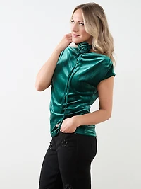 Cap Sleeve Velvet Top with Choker