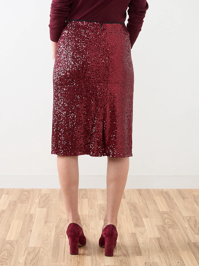 Dark Cherry Knee-Length Skirt