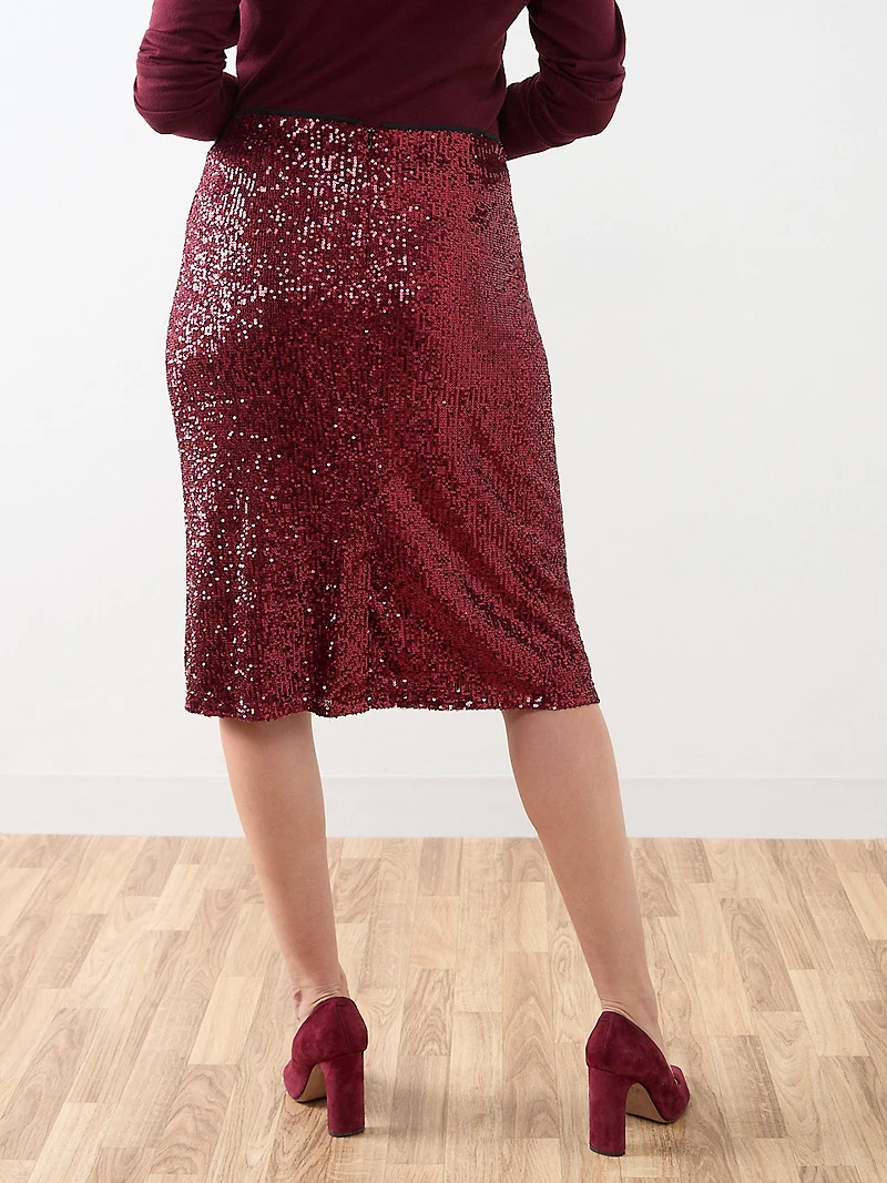 Dark Cherry Knee-Length Skirt