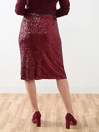 Dark Cherry Knee-Length Skirt