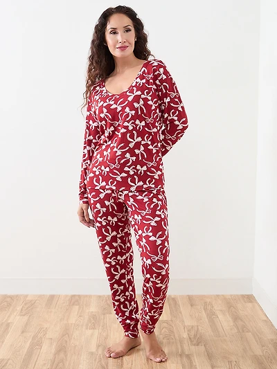 Festive Bow Print PJ Set
