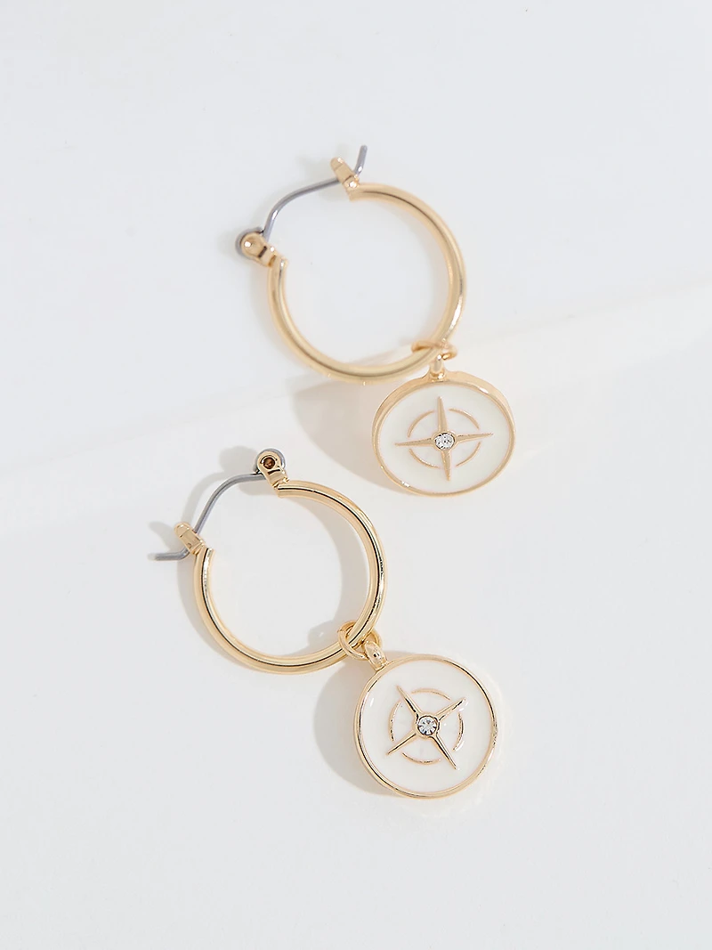 Gold Compass Hoop Earrings