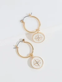 Gold Compass Hoop Earrings