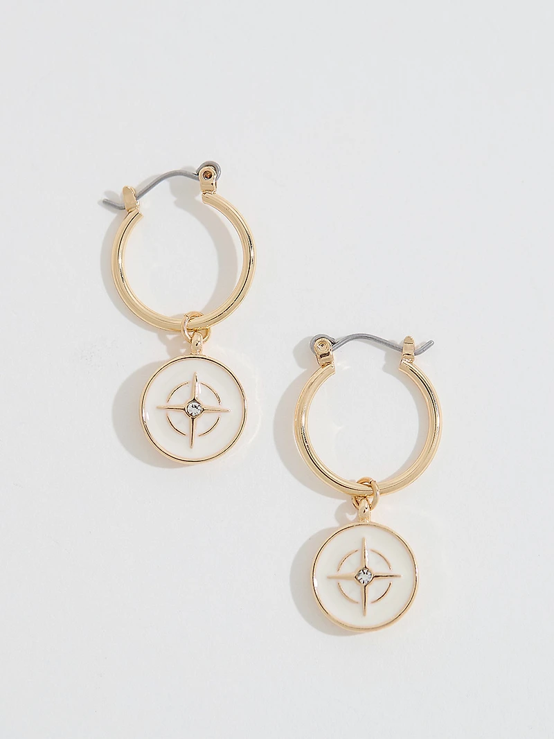 Gold Compass Hoop Earrings