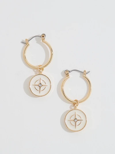 Gold Compass Hoop Earrings