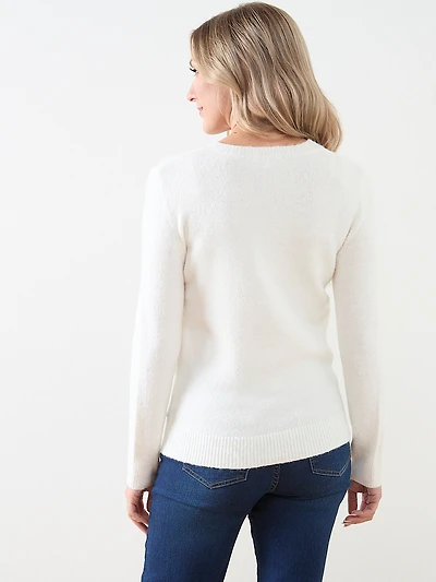 Ivory Snowflake Holiday Crew Neck Sweater