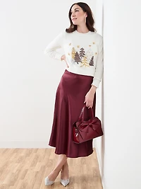 Ivory Trees Holiday Crew Neck Sweater