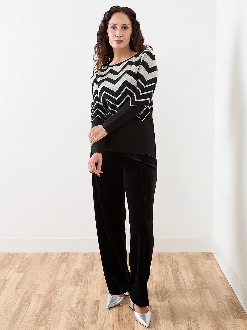 Long Sleeve Chevron Pattern Sweater