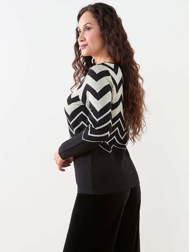 Long Sleeve Chevron Pattern Sweater