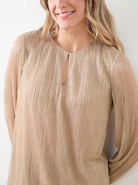 Long Sleeve Crinkle Top with Front Slit
