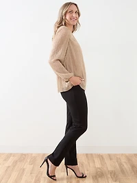 Long Sleeve Crinkle Top with Front Slit