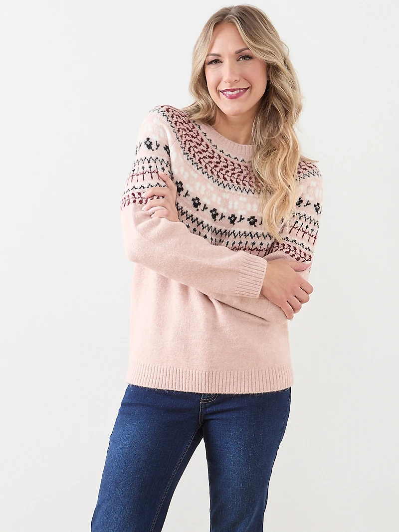 Long Sleeve Fairisle Crew Neck Sweater