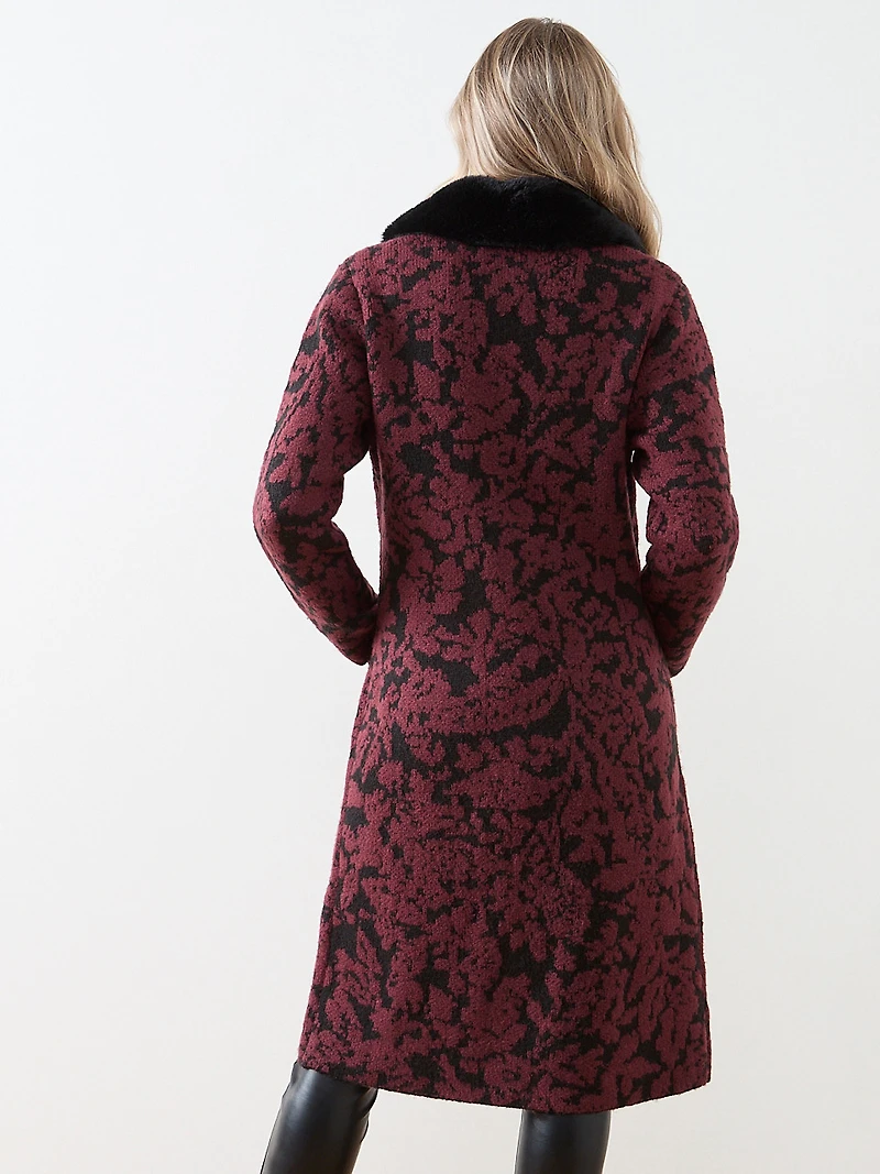 Long Sleeve Fur Collar Sweater Coat