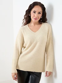 Long Sleeve Mini Sequin V-Neck Tunic