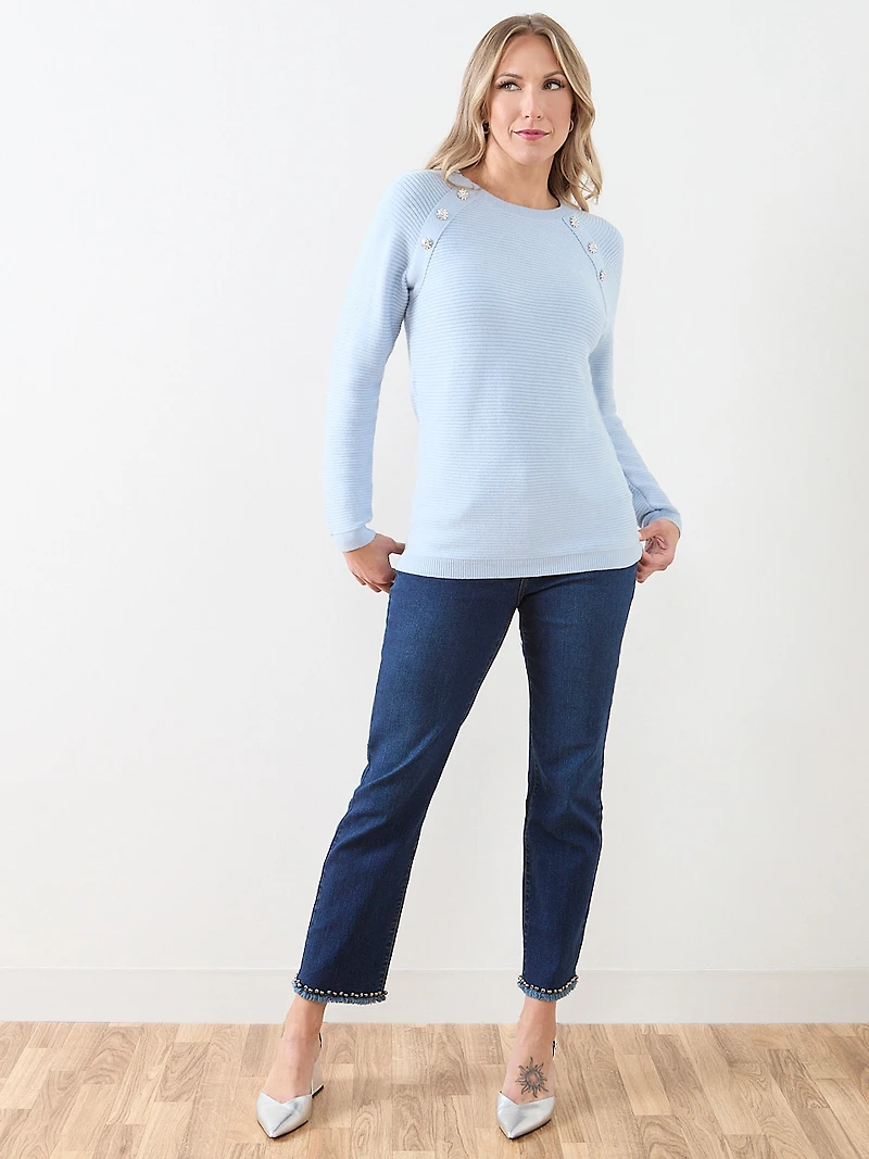 Long Sleeve Rhinestone Ottoman Sweater