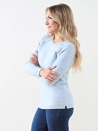 Long Sleeve Rhinestone Ottoman Sweater