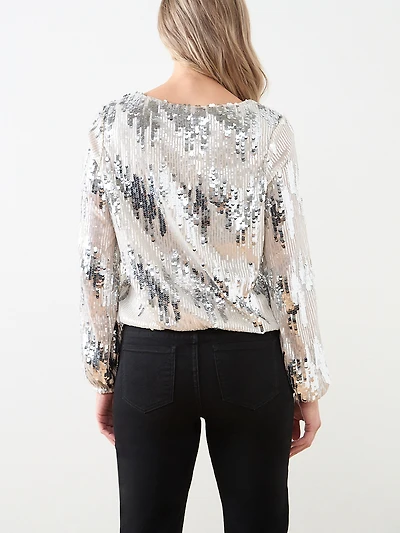 Long Sleeve Sequin Stripe Top