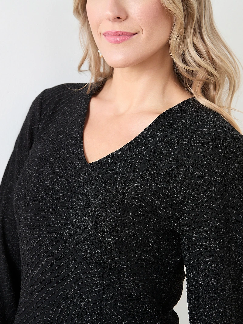 Long Sleeve Stretch Shimmer Tunic