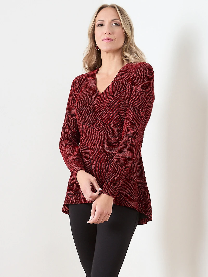 Long Sleeve Stretch-Shimmer Tunic