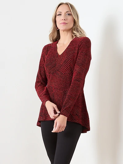 Long Sleeve Stretch-Shimmer Tunic