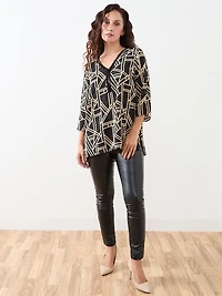 Petite 3/4 Sleeve Sequin Trim Tunic