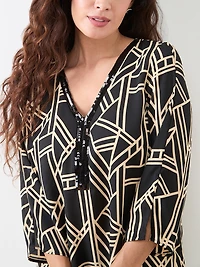 Petite 3/4 Sleeve Sequin Trim Tunic