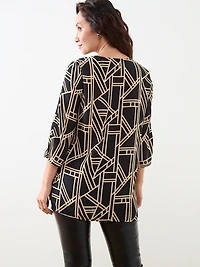 Petite 3/4 Sleeve Sequin Trim Tunic