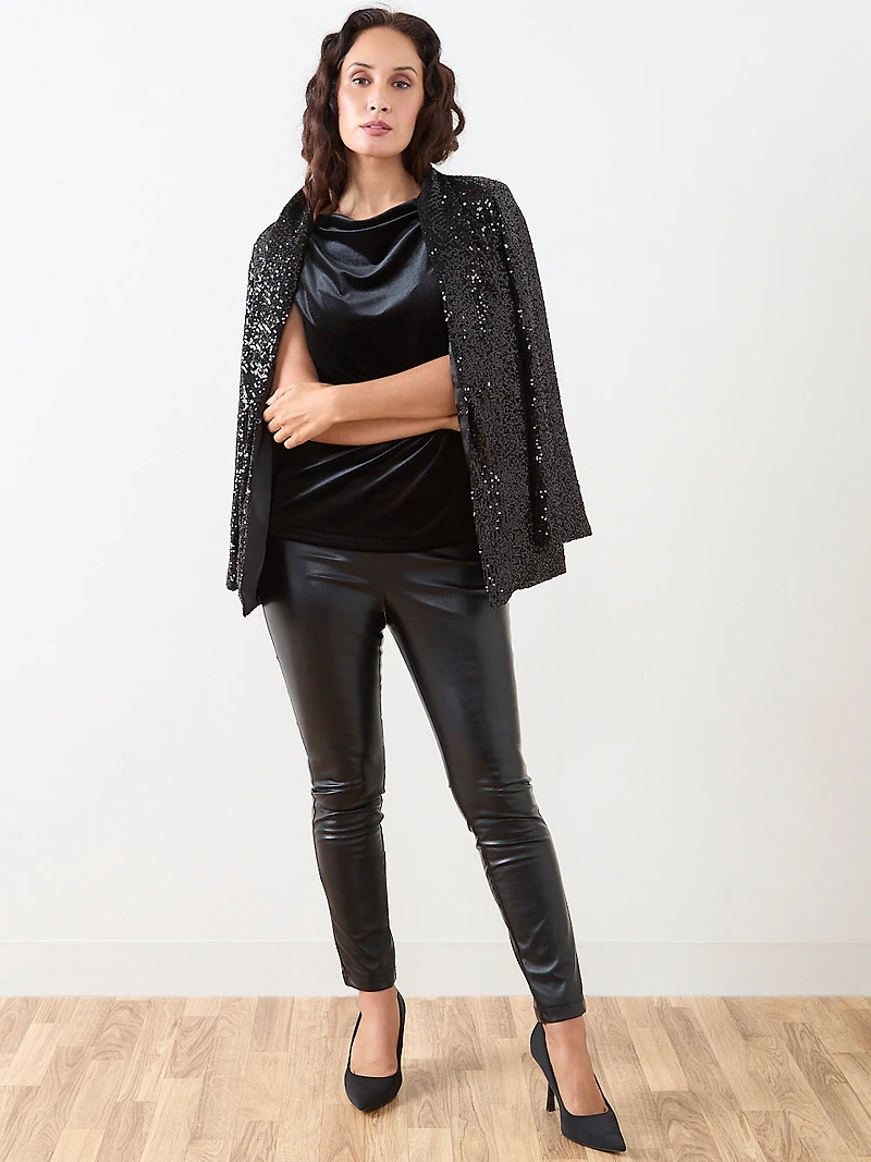 Petite Cap Sleeve Velvet Top with Choker