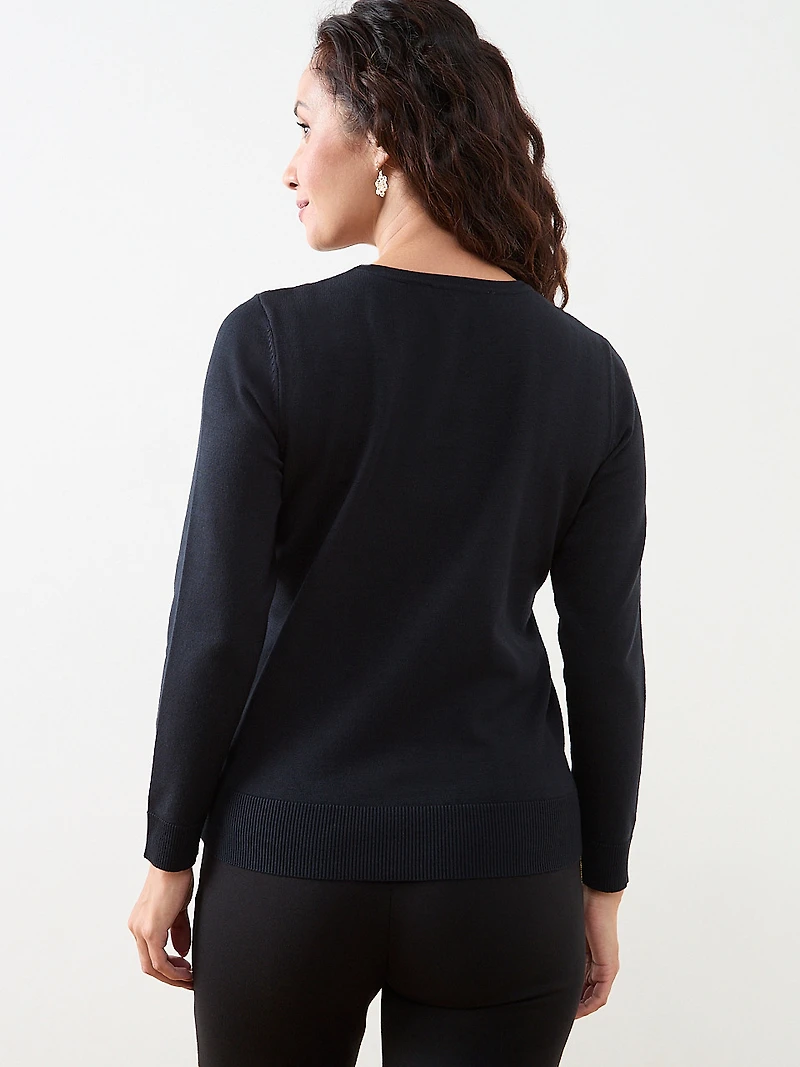 Petite Long Sleeve Champagne Flute Sweater