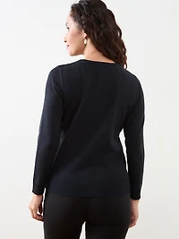 Petite Long Sleeve Champagne Flute Sweater
