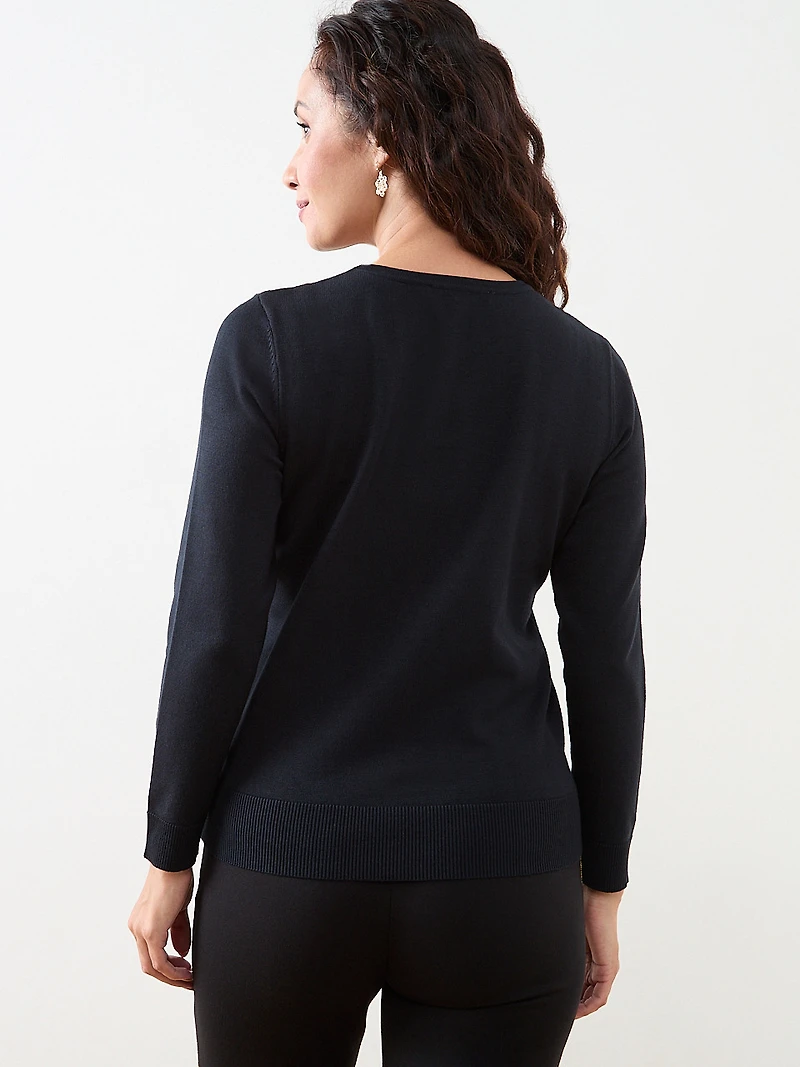 Petite Long Sleeve Champagne Flute Sweater