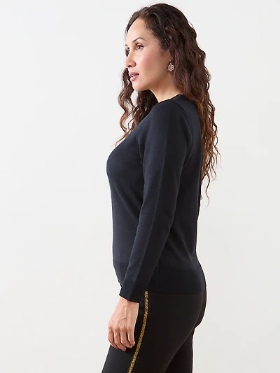 Petite Long Sleeve Champagne Flute Sweater