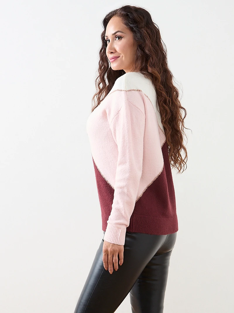 Petite Long Sleeve Colour Block Sweater