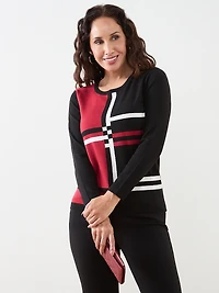 Petite Long Sleeve Colourblock Sweater