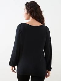 Petite Long Sleeve Light Knit Top