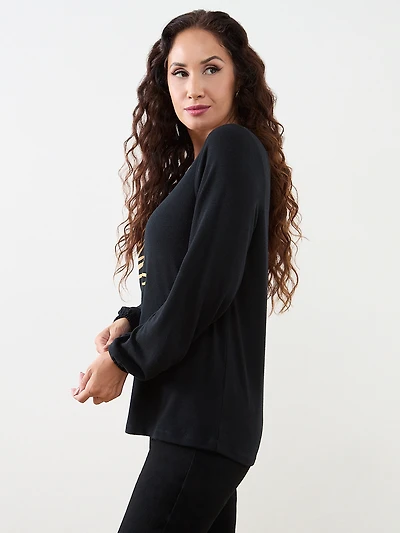 Petite Long Sleeve Light Knit Top