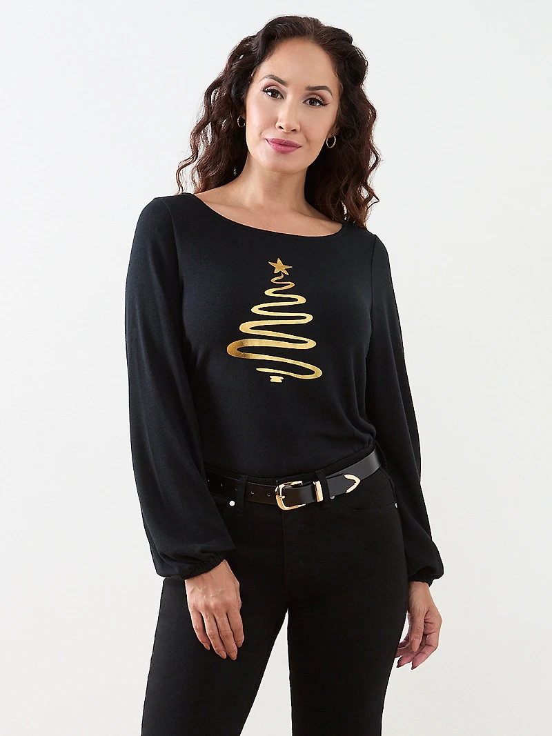 Petite Long Sleeve Light Knit Top