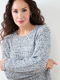 Petite Long Sleeve Multi-Stitch Sweater