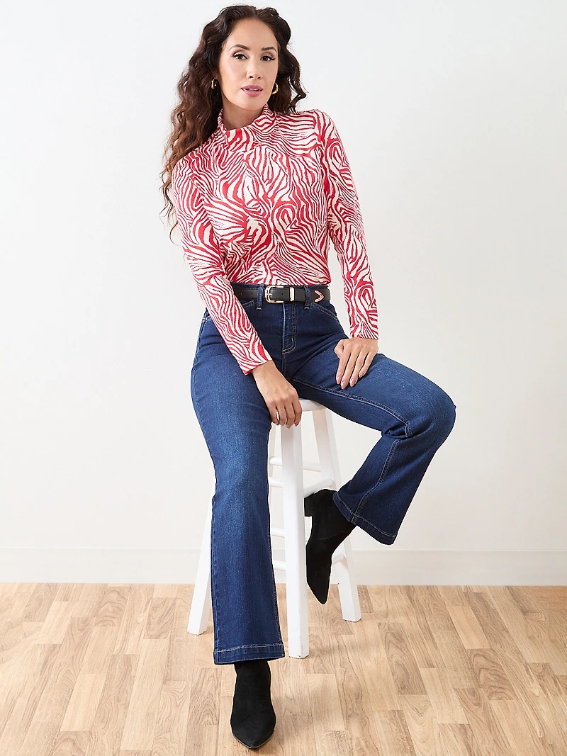 Petite Long Sleeve Stretch Jersey Turtleneck