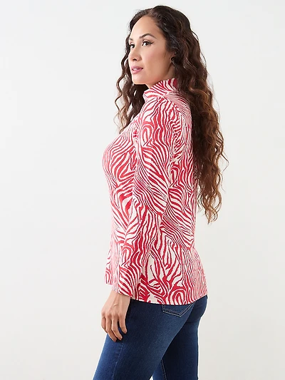Petite Long Sleeve Stretch Jersey Turtleneck