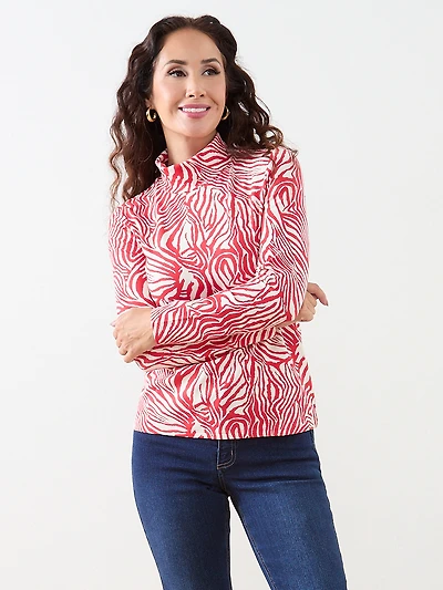 Petite Long Sleeve Stretch Jersey Turtleneck
