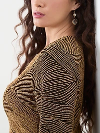 Petite Long Sleeve Stretch Shimmer Tunic