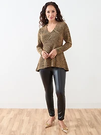 Petite Long Sleeve Stretch Shimmer Tunic
