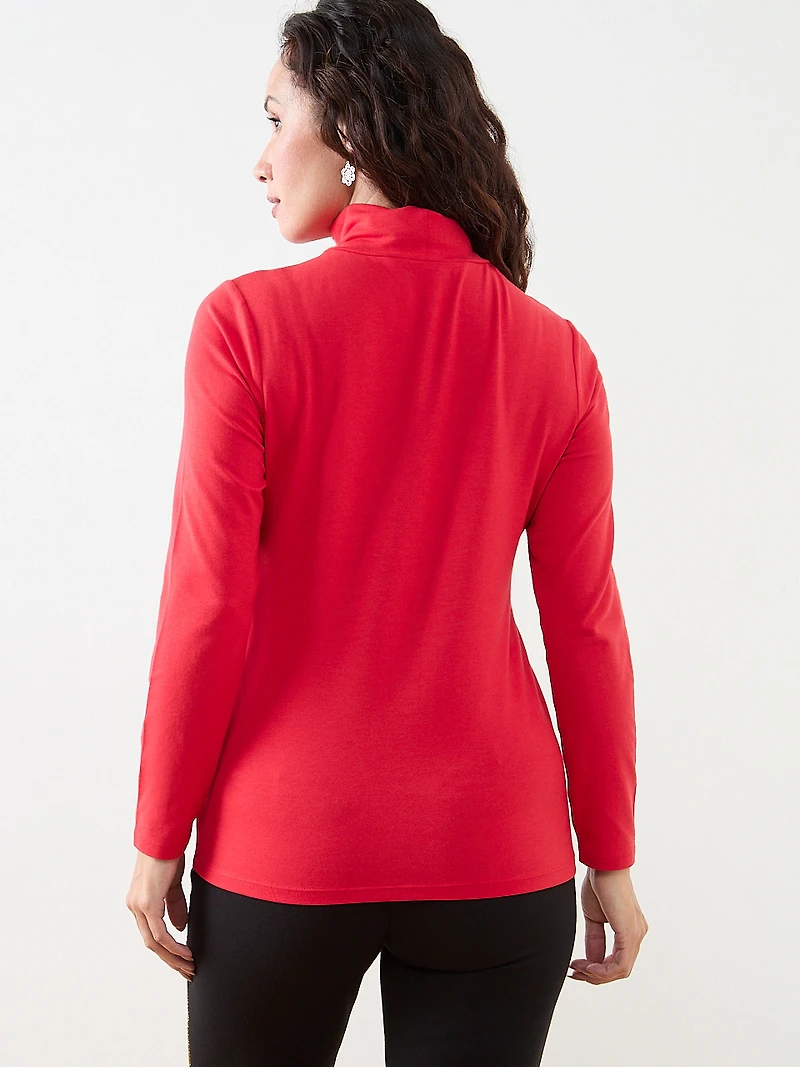 Petite Long Sleeve Stretch-Jersey Turtleneck
