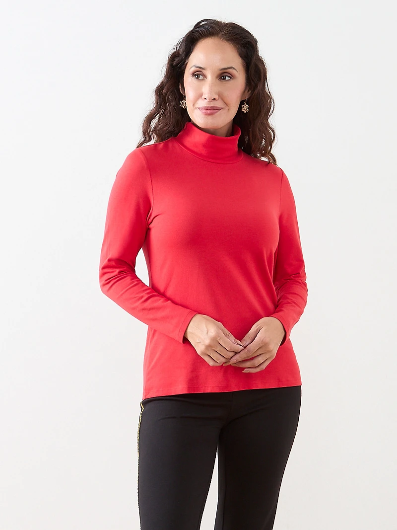 Petite Long Sleeve Stretch-Jersey Turtleneck